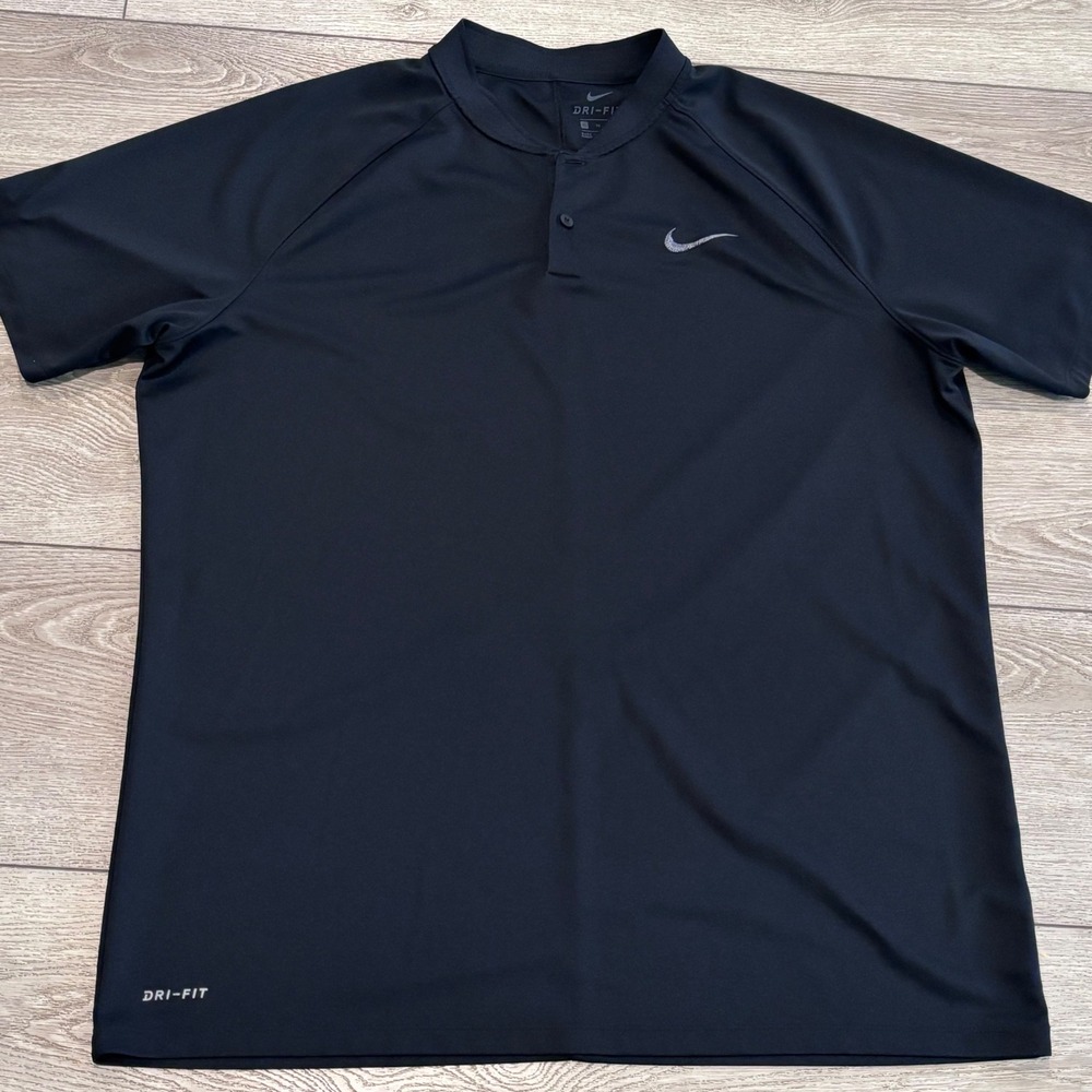 Nike Dri-FIT Blade Collar Polo Shirt Mens XL Black Golf Athletic Preppy Sporty